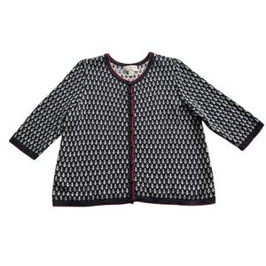CJ Banks Anchor Navy Cardigan with White and Red Trim Nautical Coastal Size 1X